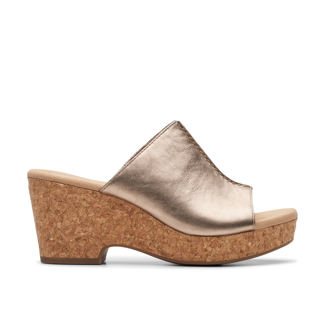 Clarks gold wedge sandals hotsell