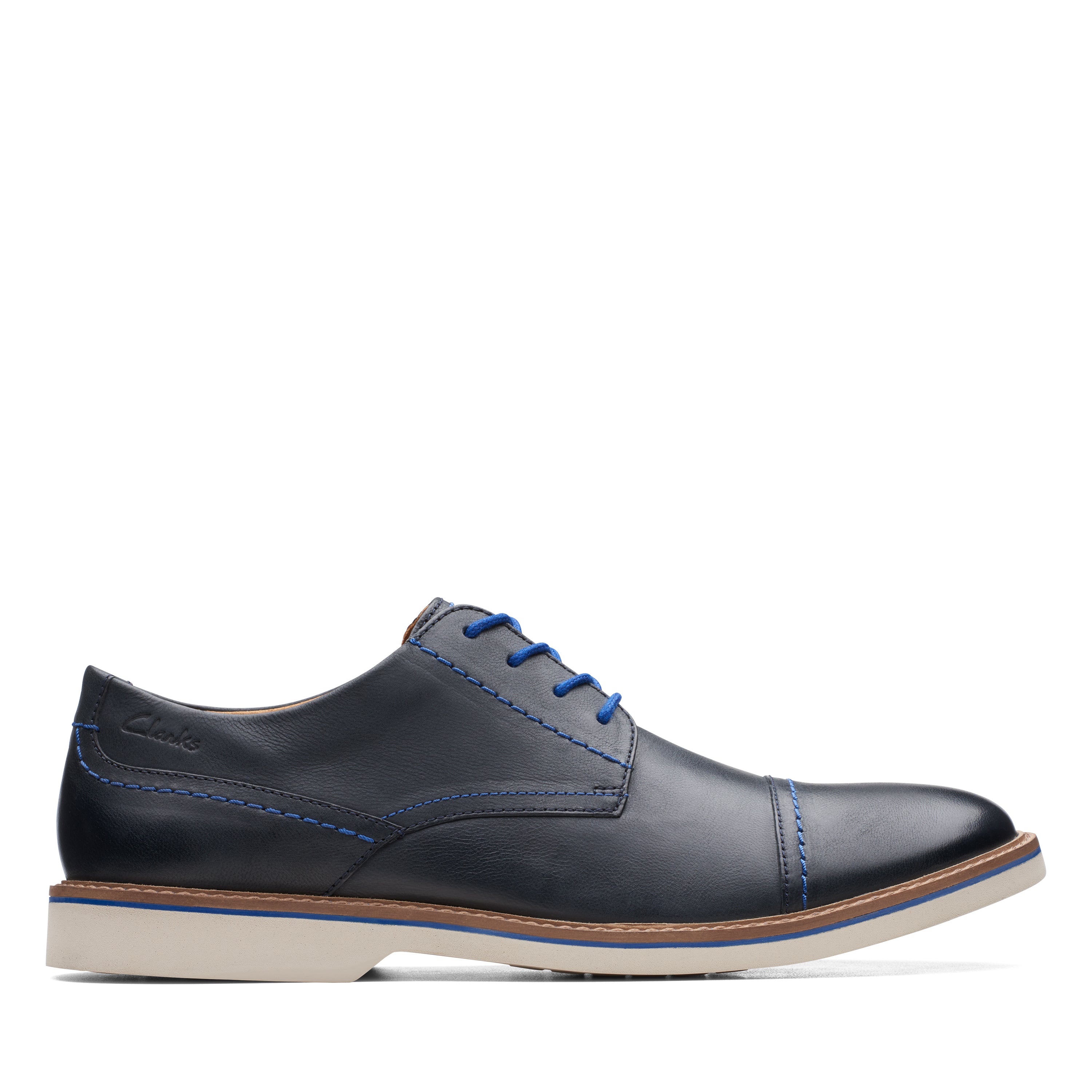 Clarks navy on sale leather shoes