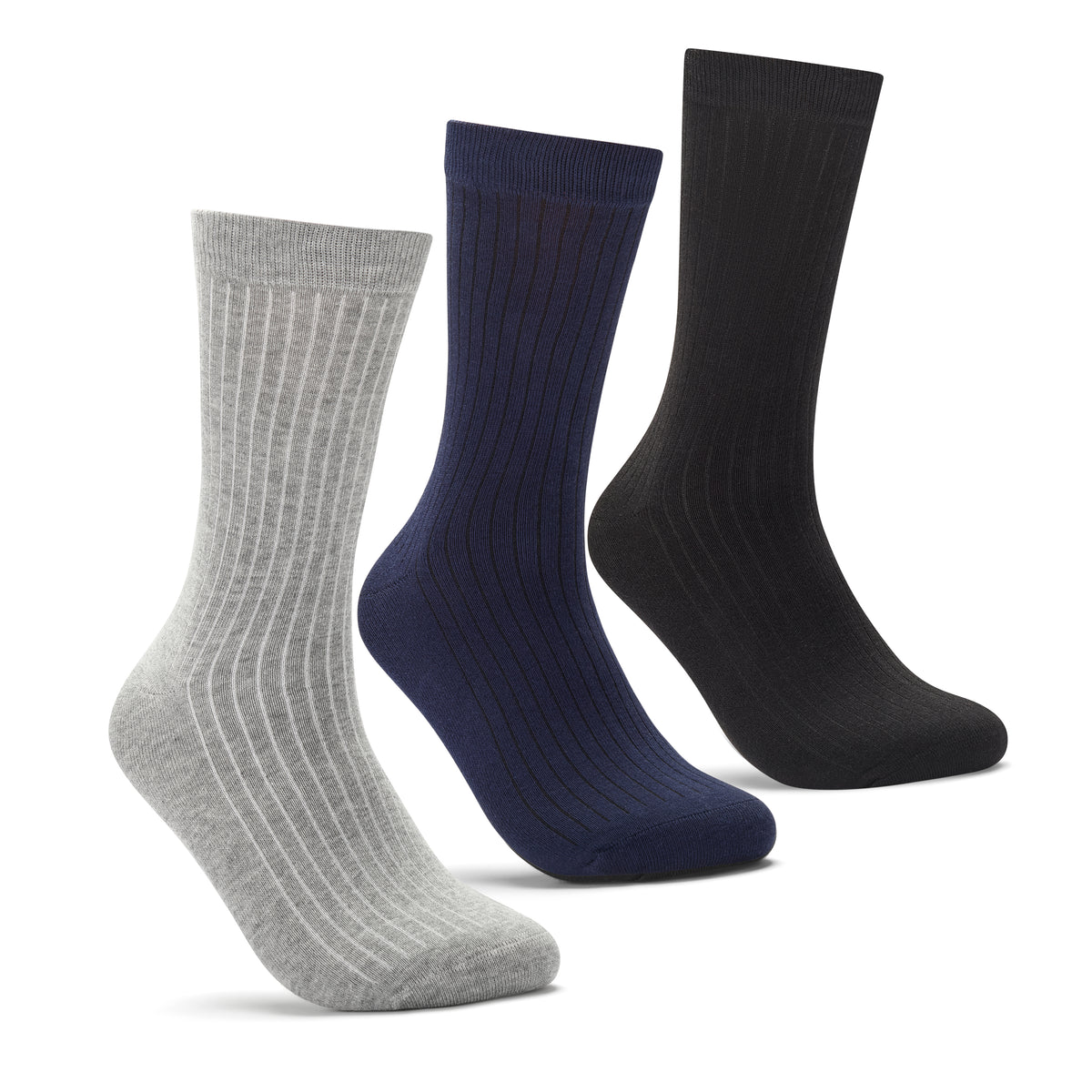 Mens Long Dress Crew 2 Socks 3 Pack