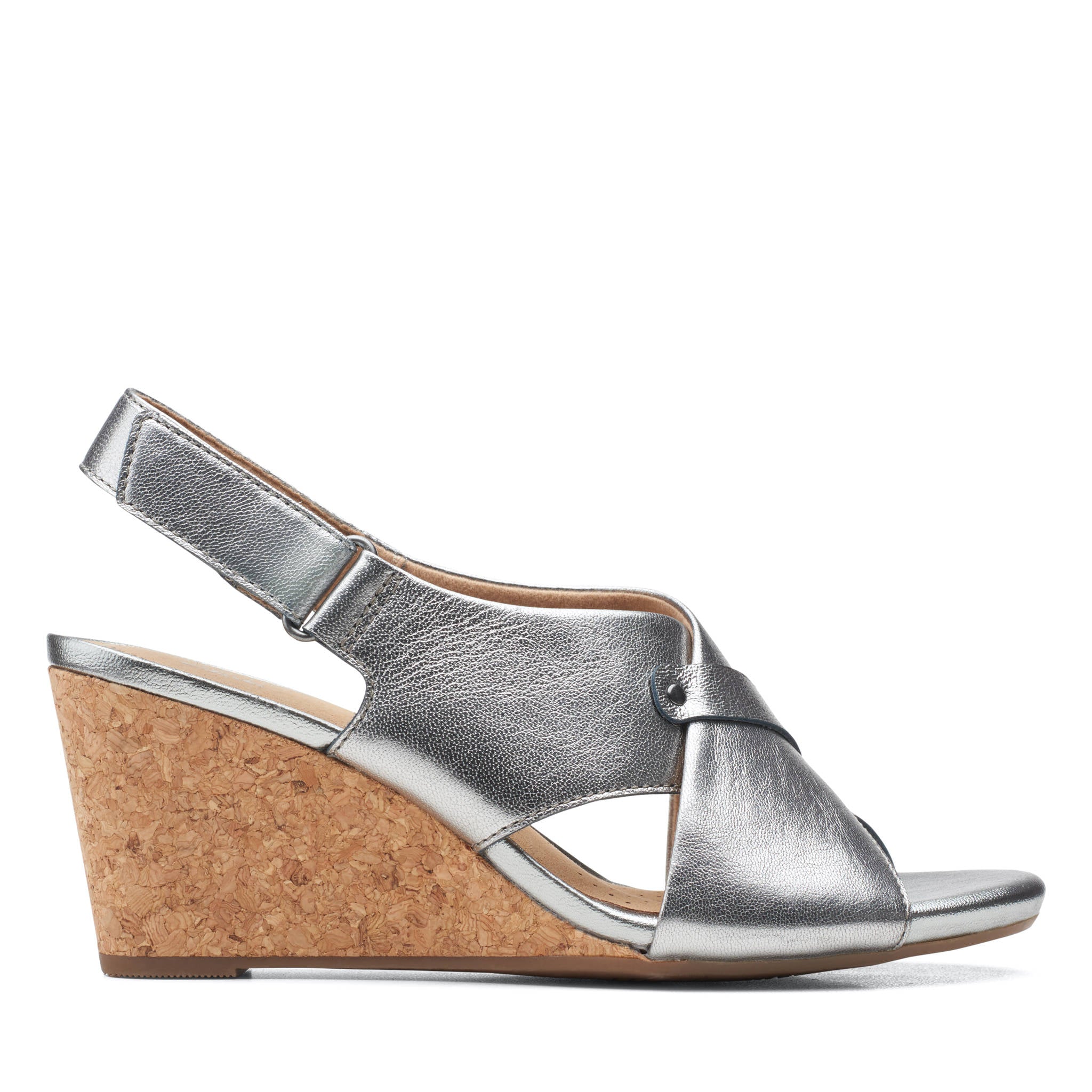 Clarks silver sale wedge sandals