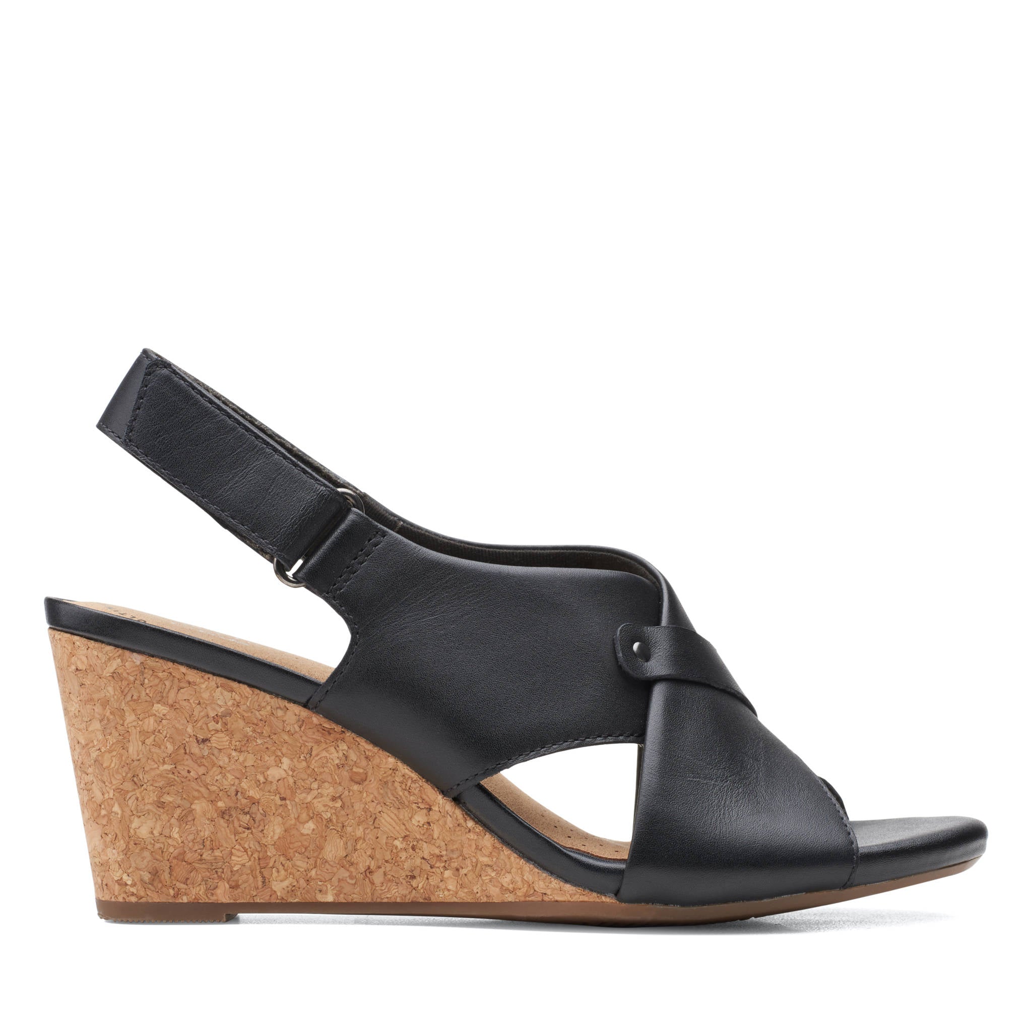 Clarks® Women's Petrina Selma Wedge Sandals - Black - Size 6 | Plow & Hearth